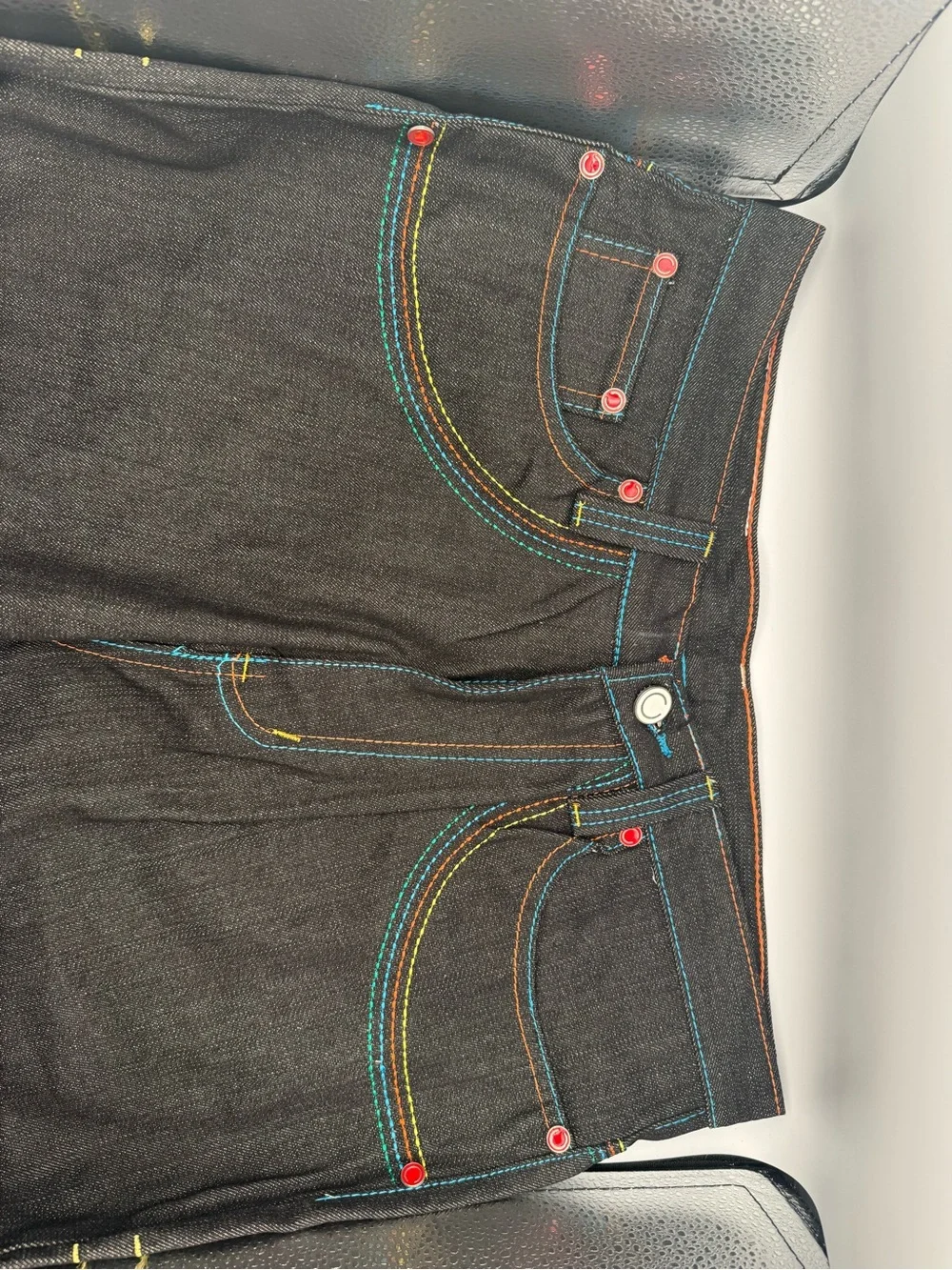 NWT Vintage COOGI Baggy Hip Hop Denim Shorts Dagger Snake Embroidery 34